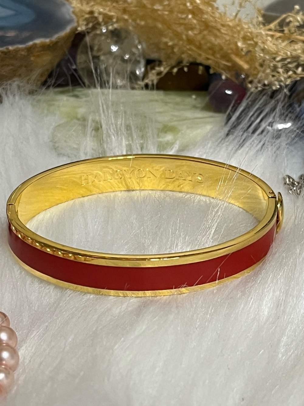 Halcyon Days Gold Red Enamel Bangle